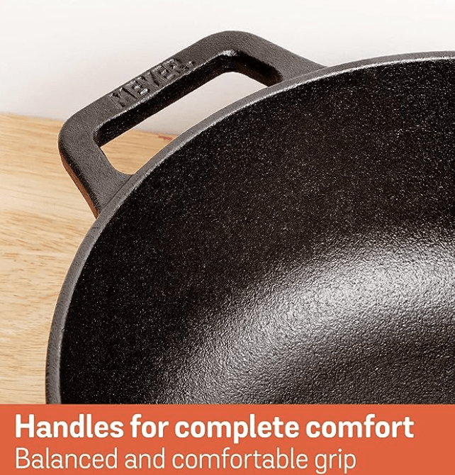 Meyer Pre-Seasoned Cast Iron Dutch Oven | Biryani Pot | Cast Iron Casserole with Heavy Bottom |Cooking Pot with Lid| Biryani Pot Induction Bottom| Stew Pot| Cast Iron Cookware, 20cm/ 2.8 Litre, Black