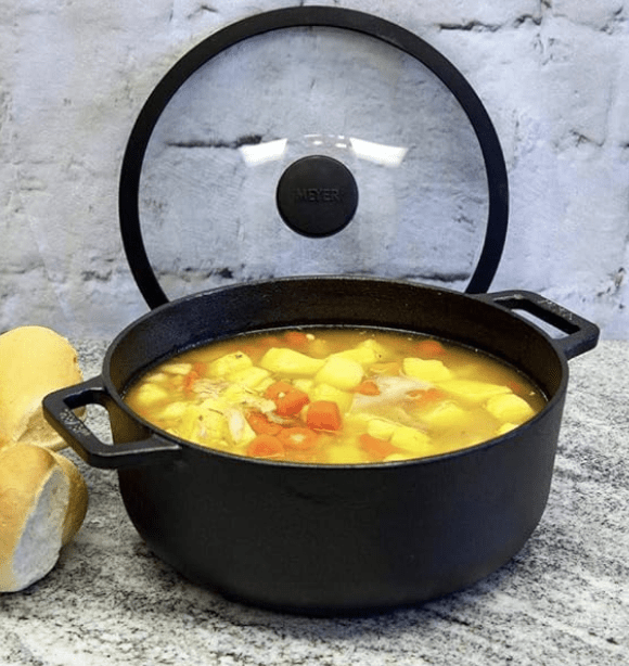 Meyer Pre-Seasoned Cast Iron Dutch Oven/Biryani Pot with Glass Lid, 24cm