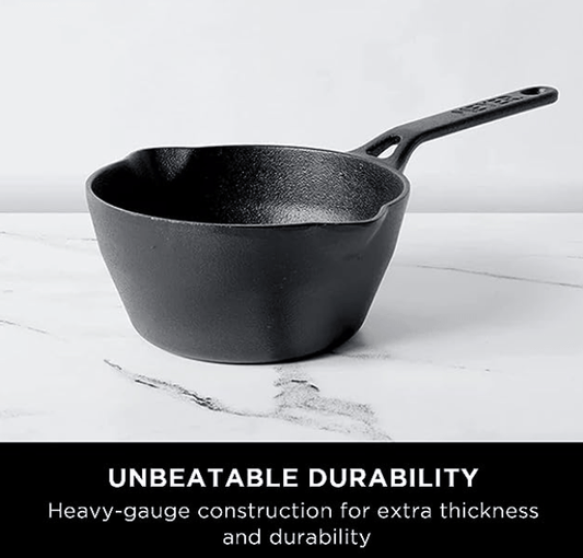 Meyer Pre-Seasoned Cast Iron Deep Skillet | Cast Iron Frypan | Iron Pan | Induction Frying Pan | Iron Fry Pan |Deep Frying Pan| Cast Iron Utensils for Cooking | Iron Cookware for Kitchen, 18cm, Black