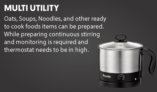 Preethi Armour Multi Utility EK708 1.2-Litre Electric Kettle (Steel/Black)