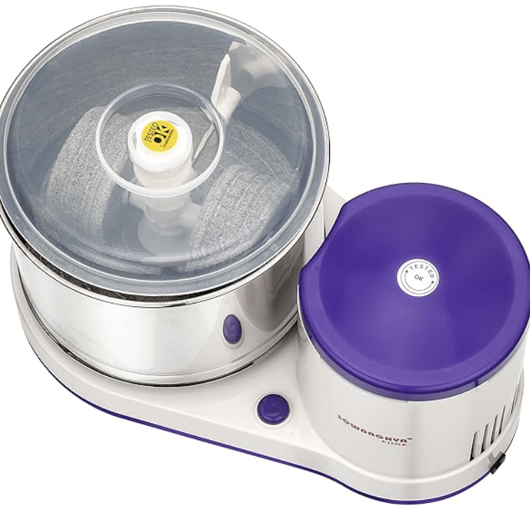 சௌபாக்யா 150W வெட் கிரைண்டர், நீலம், வயலட் டாப் வெட் கிரைண்டர் மெஷின் | ஹெவி டியூட்டி மோட்டார் | உங்கள் சமையலறைக்கு ஏற்றது | தென்னிந்திய உணவுகளுக்கான அனைத்து வகையான பாட்டரின் குறைந்த சத்தத்துடன் ஈரமான அரைத்தல்