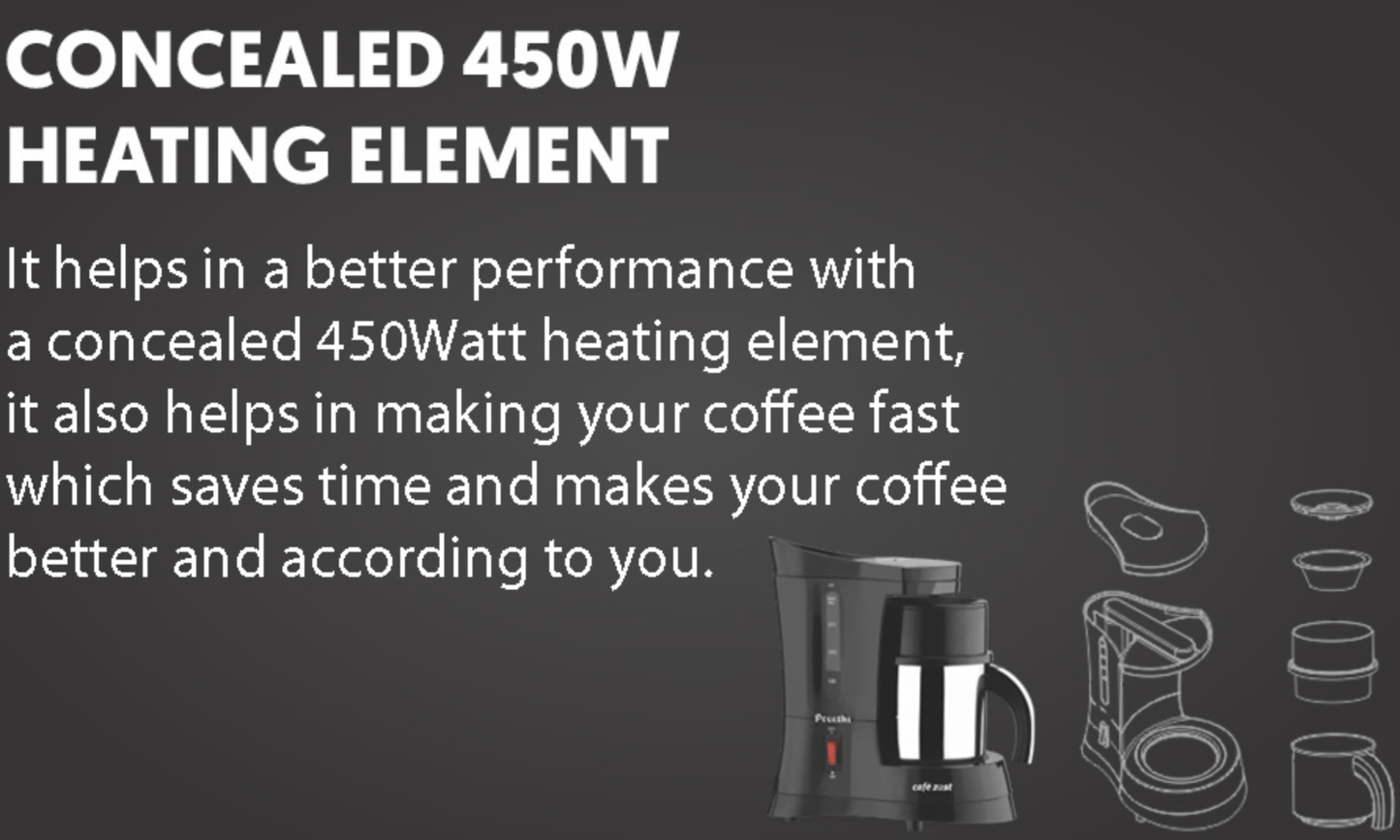 Preethi Cafe Zest CM210 Drip Coffee Maker (Black), 31 Cup