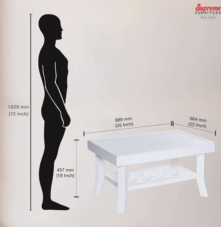 Supreme Vegas Plastic Center Table (Milky White)