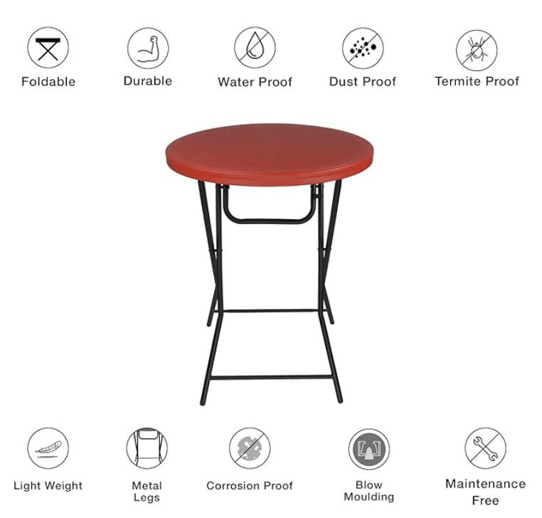 सुप्रीम कैफे प्लास्टिक टेबल (कोक रेड)