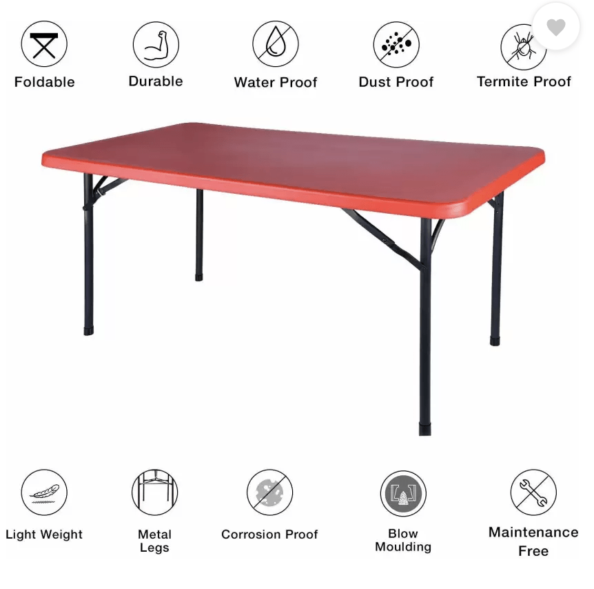 सुप्रीम बुफे प्लास्टिक टेबल (कोक रेड)