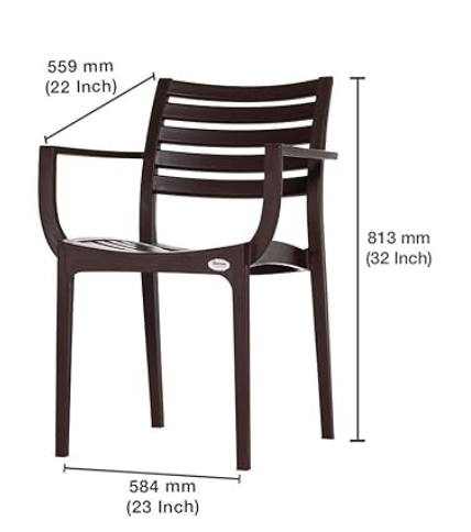 सुप्रीम एम्पायर हेवी ड्यूटी प्लास्टिक चेयर घर, बगीचे, रेस्टोरेंट और ऑफिस के लिए (ग्लोबस ब्राउन, 4 का सेट)