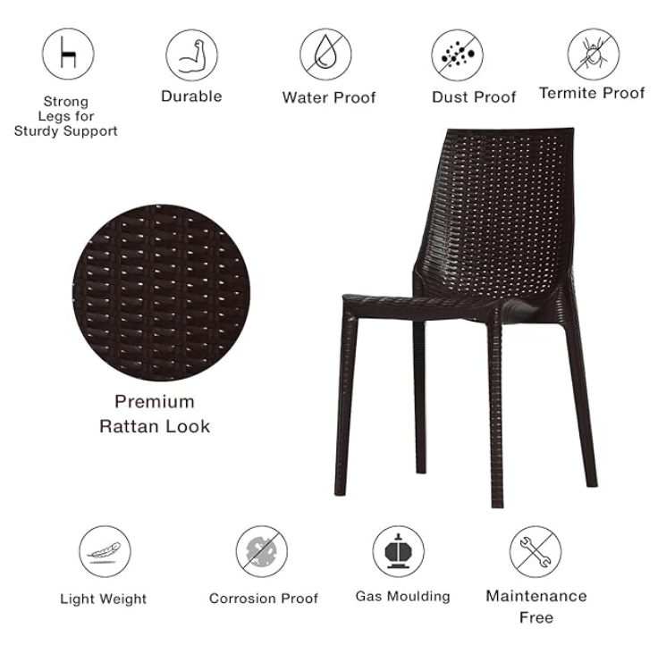 सुप्रीम ल्यूमिना 4 कुर्सियों और 1 ऑलिव टेबल का सेट (ग्लोबस ब्राउन), (मॉडल: ल्यूमिनाऑलिवग्लोबसब्राउन5), चार सीटें