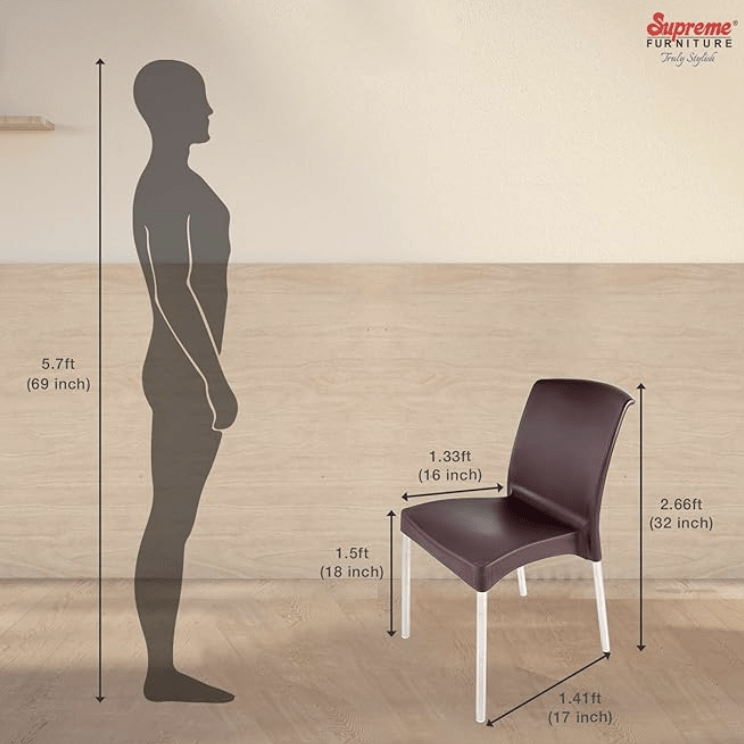 சுப்ரீம் ஹைப்ரிட் பிளாஸ்டிக் நாற்காலி (குளோபஸ் பிரவுன், 4 தொகுப்பு)