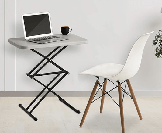 सुप्रीम सिज़र समकालीन ऊँचाई-समायोज्य बहुउद्देश्यीय प्लास्टिक टेबल घर से काम करने, अध्ययन, भोजन और बाहर के लिए (ग्रे, फोल्डिंग टेबल, आयताकार)