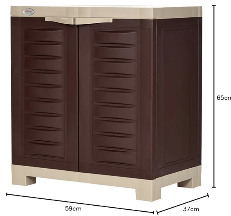घर के लिए सुप्रीम फ्यूज़न बहुउद्देशीय प्लास्टिक अलमारी (छोटा आकार, ग्लोबस ब्राउन और गहरा बेज)
