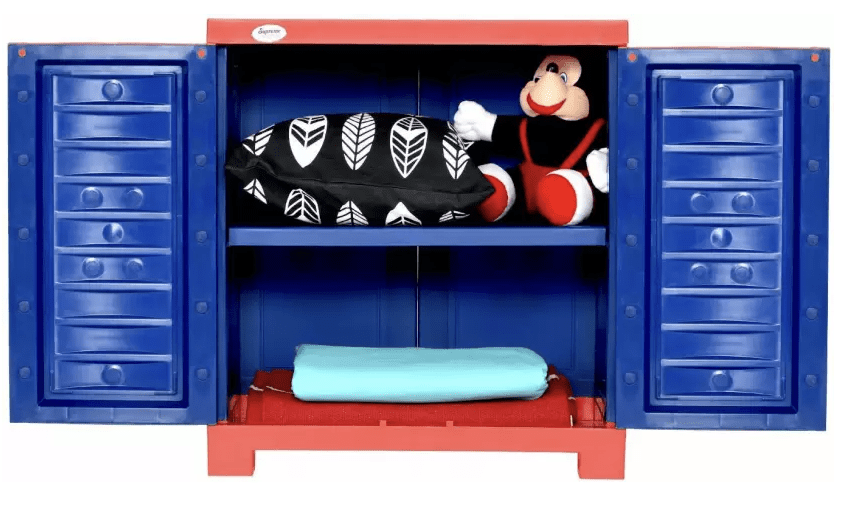 घर के लिए सुप्रीम फ्यूज़न बहुउद्देशीय प्लास्टिक अलमारी (छोटा आकार, कोक लाल और नीला)