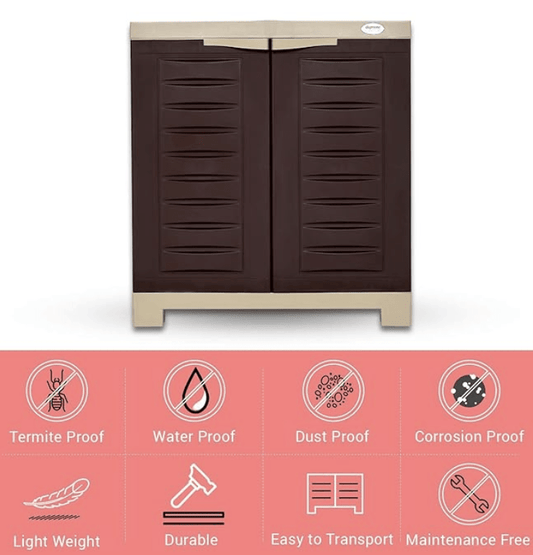 सुप्रीम फ्यूज़न प्लास्टिक शू रैक (छोटा, ग्लोबस ब्राउन, गहरा बेज)