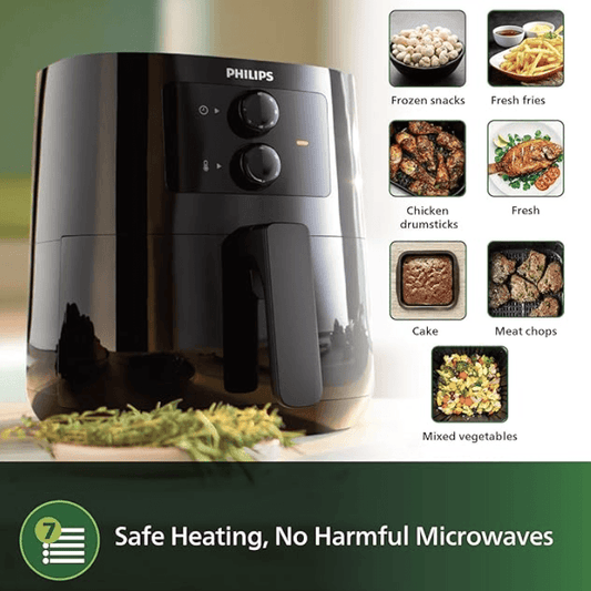 PHILIPS Air Fryer - India’s No.1 Air Fryer Brand, With Rapid Air Technology, Uses up to 90% less fat, 1400W, 4.1 Liter (Black), Large (HD9200/90)