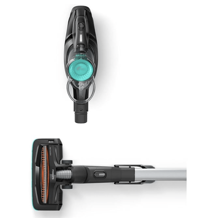 फिलिप्स स्पीडप्रो FC6726/01 - कॉर्डलेस वैक्यूम क्लीनर, 40 मिनट तक चलने की क्षमता, त्वरित स्विच के लिए एकीकृत सहायक उपकरण, LED के साथ 180-डिग्री सक्शन नोजल, पालतू जानवरों के बालों के लिए मिनी टर्बो ब्रश