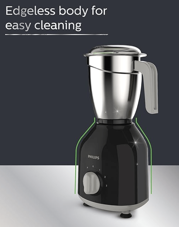 Philips HL7756/00 Mixer Grinder 750 Watt, 3 Stainless Steel Multipurpose Jars with 3 Speed Control and Pulse function (Black)