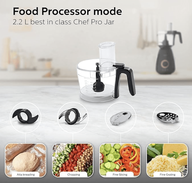 PHILIPS Mixer Grinder 3-in-1 750 Watt (Mixer Grinder + Juicer + Food Processor) 4 Jar, (HL7707/00)