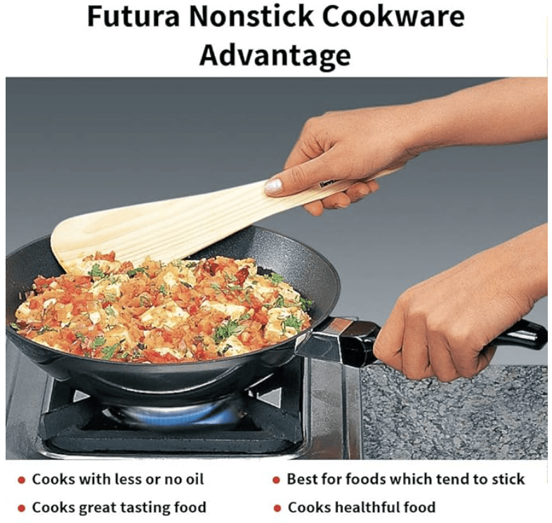 Hawkins Futura Nonstick Deep-Fry Pan (Stir-Fry Pan) 2 L, 26 cm, 3.25 mm with SS Lid (Black)