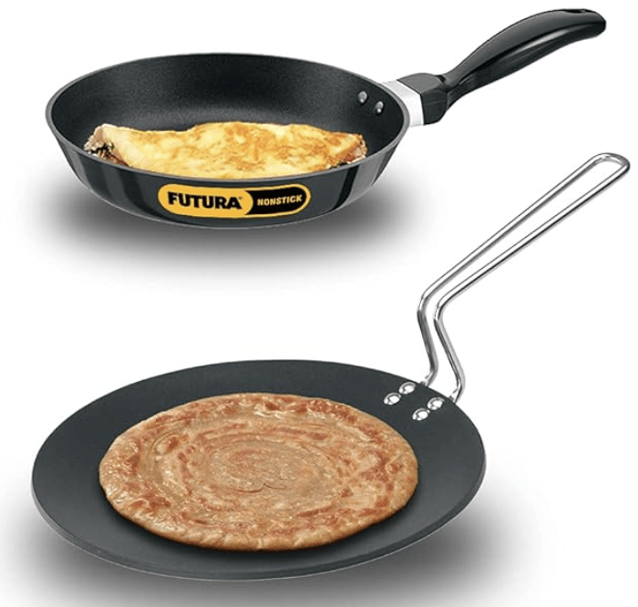 Hawkins Futura 2 Pieces Cookware Set 5 - Non Stick Tava and Frying Pan, Black (NSET5)