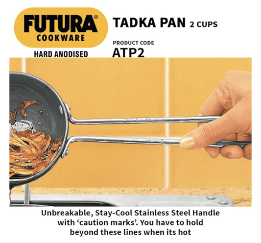 Hawkins Futura Hard Anodised Tadka Pan 12cm, 3.25mm (Spice Heating Pan), Aluminium, Black