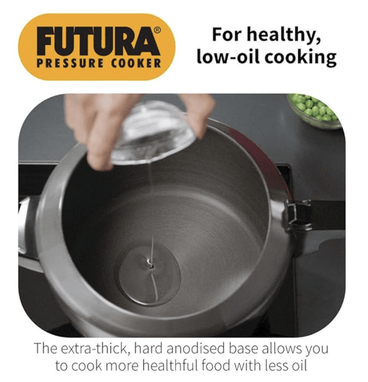 Hawkins Futura 6 Litre Pressure Cooker, Hard Anodised Inner Lid Pressure Cooker, Induction Cooker, Pan Cooker, Black (Ifp60), 6 Liter