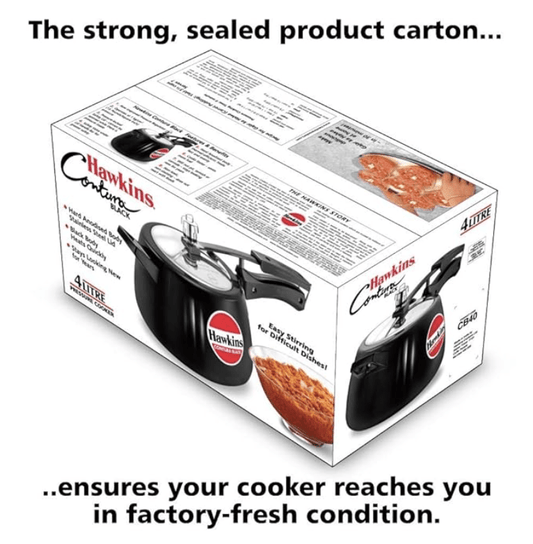 Hawkins 4 Litre Contura Black Pressure Cooker, Hard Anodised Inner Lid Cooker, Handi Cooker, Black (CB40)