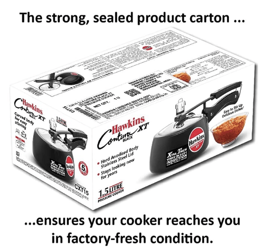Hawkins 1.5 Litre Contura Black XT Pressure Cooker, Hard Anodised Inner Lid Cooker, Small Induction Cooker, Extra Thick Handi Cooker, Black (CXT15)