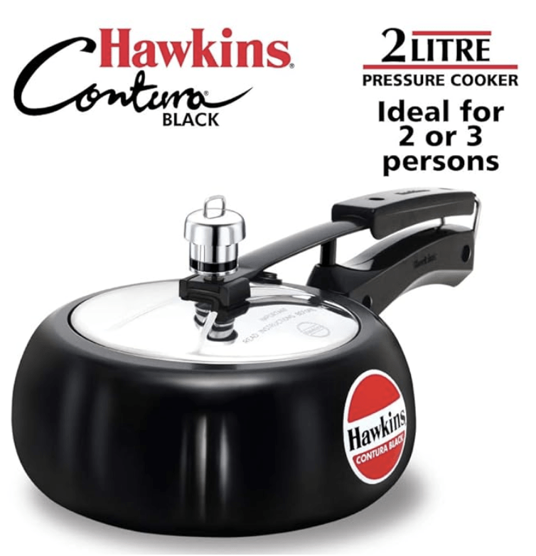 Hawkins Contura Hard Anodised Aluminium Inner Lid Pressure Cooker, 2 Liters, Black