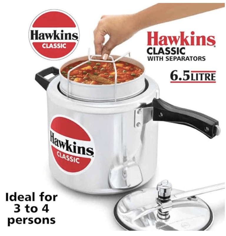 Hawkins Classic 6.5L Pressure Cooker with Aluminium Separators