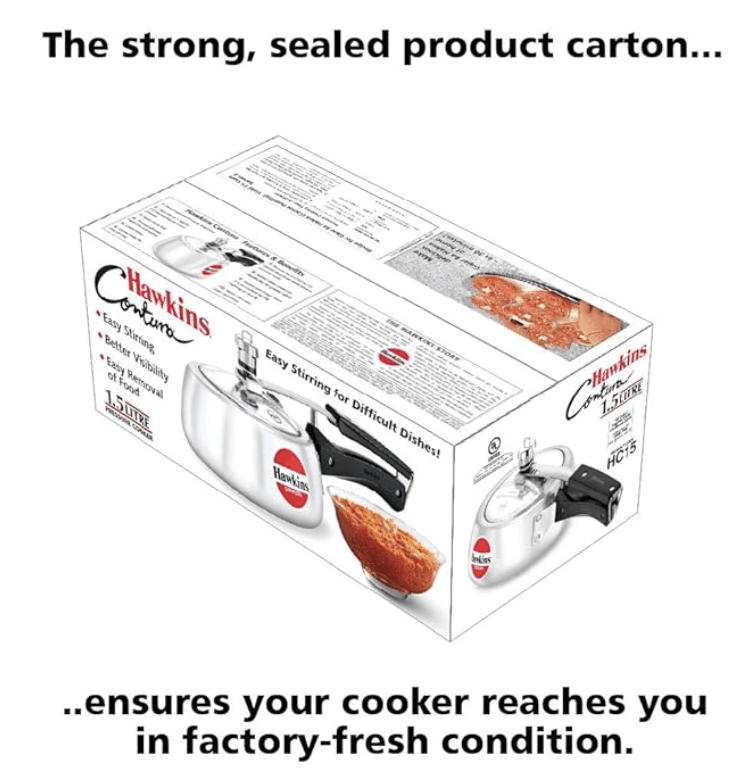 Hawkins Contura Aluminium Inner Lid Pressure Cooker, 1.5 Litre, Silver (HC15)