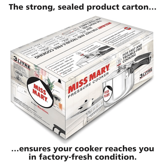 Hawkins 3 Litre Miss Mary Pressure Cooker, Inner Lid Cooker, Silver (MM30)