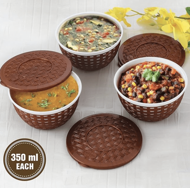 Nakoda Decent Container Storage Container & Organizer Set for Kitchen, Refrigerator & Home Use,350 ml Set Of 3 Pcs