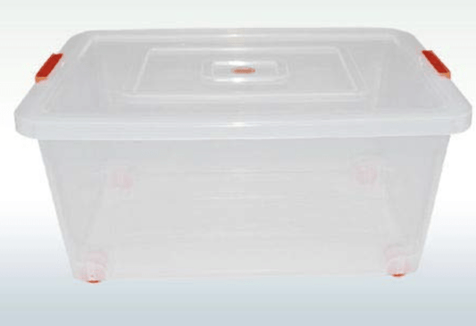 Nakoda 222 Rectangular Plastic Container Box with Lock And Wheel - (32 L, Transparent), (542 x 368 x 239)
