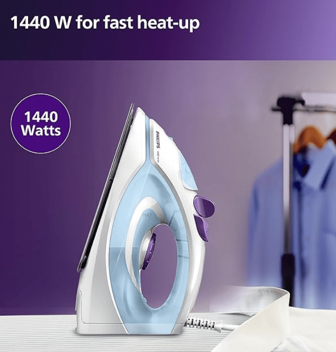 Philips Steam Iron GC1905/21 – 1300-watt, Black non-stick soleplate, Steam Rate of up to 17g/min