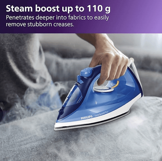 Philips Steam Iron GC2145/20 – 2200-watt, From Worlds No.1 Ironing Brand*, Scratch resistant ceramic soleplate, Steam Rate of up to 30 g/min, 110 g steam boost, Drip stop technology