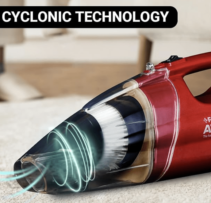 Eureka Forbes Atom 600 Watts Corded Handheld Vacuum Cleaner with Powerful Cyclonic Technology & Washable Filter (Red)
