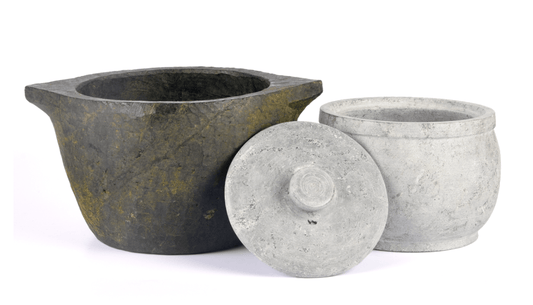 SEASONED SOAPSTONE COOK POT & SOAPSTONE CURD JAR COMBO