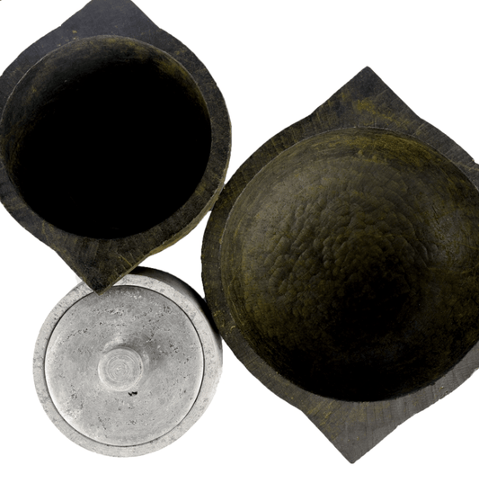 SEASONED SOAPSTONE COOK POT, SEASONED SOAPSTONE KADAI & SOAPSTONE CURD JAR COMBO