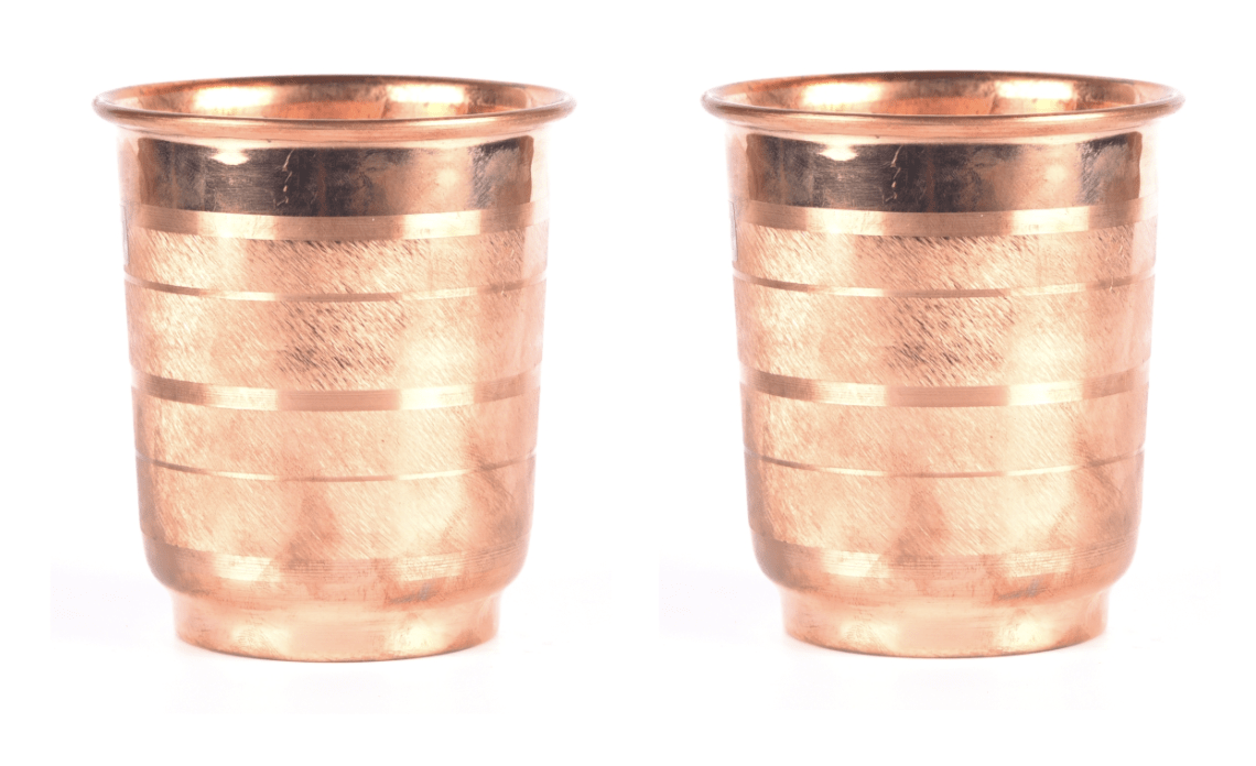 இரண்டு செம்பு பொறிக்கப்பட்ட டம்ளர் தொகுப்பு