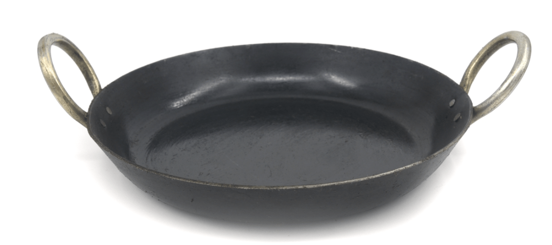 SEASONED IRON ETHNIC FLAT BOTTOM KADAI