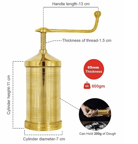 ப்ராஸ் இந்தியன் மேட் செவனாழி சக்கிலி பிரஸ்/சஞ்சா/முறுக்கு/கத்தியா/ஜாந்திகுலு/இடியாப்பம் மேக்கர் மெஷின் இலவச 6 வெவ்வேறு ஜாலிகள்