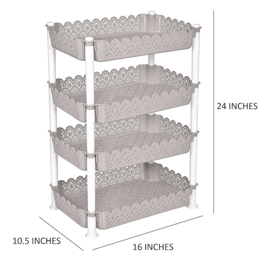 ARISTO Plastic Storage Rack 4 Shelfs, Grey (1 Piece), Medium (VR10932), (40.5 x 26.5 x 61 Cm)