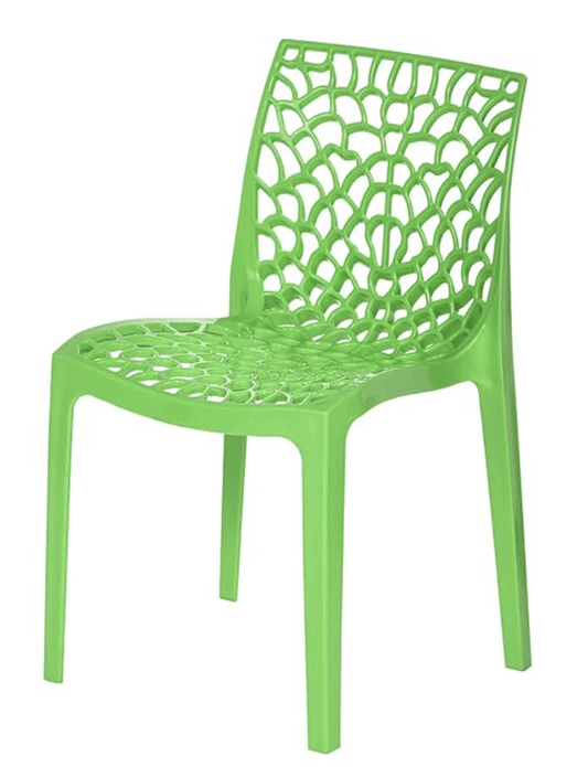 Supreme Web Heavy Plastic Chair for Home&Garden (Parrot Green)(Set of 2)