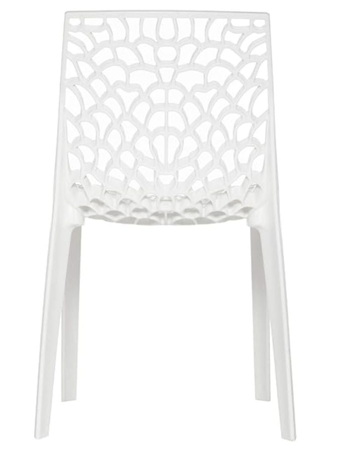 Supreme Web Plastic Dining Chair | Armless Plastic Chair for Home | Office | Cafe | Garden | Indoor&Outdoor Use | Plastic Chair Set of 2 |Colour: White; Set of 2 Chair