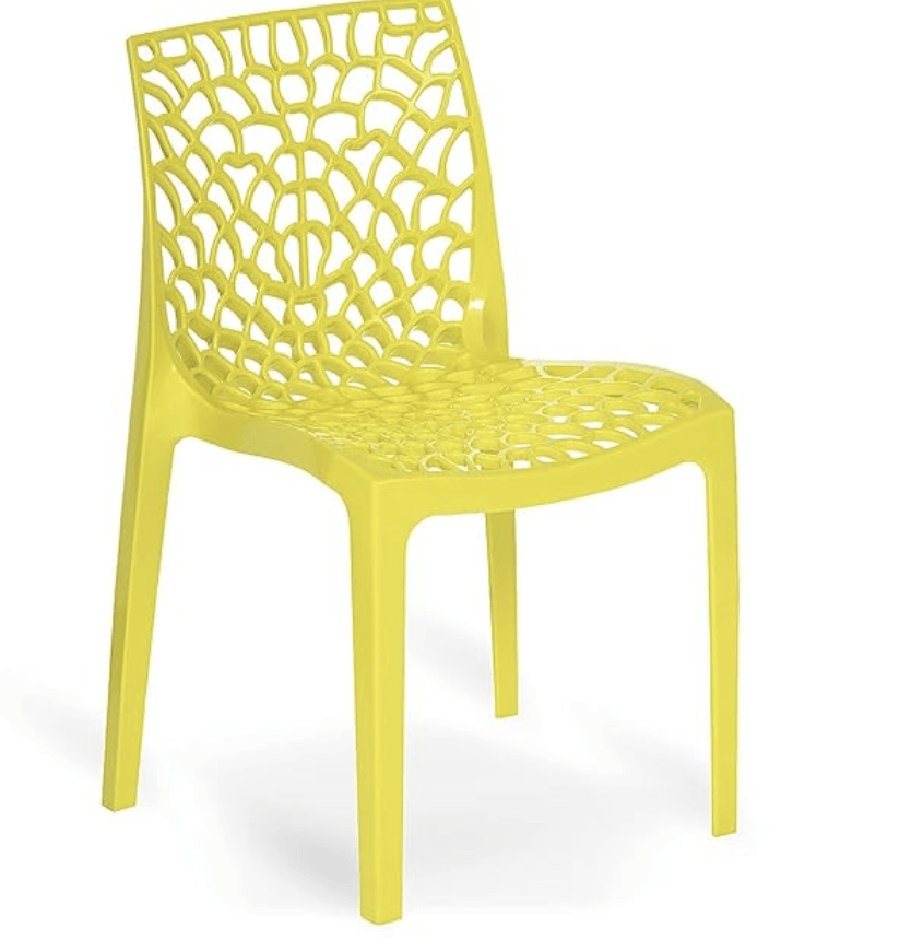 Supreme Web Armless Plastic Chair | Plastic Dining Chair for Home | Office | Cafe | Garden | Indoor&Outdoor Use | Colour: Lemon Yellow; Set of 2 Pcs.