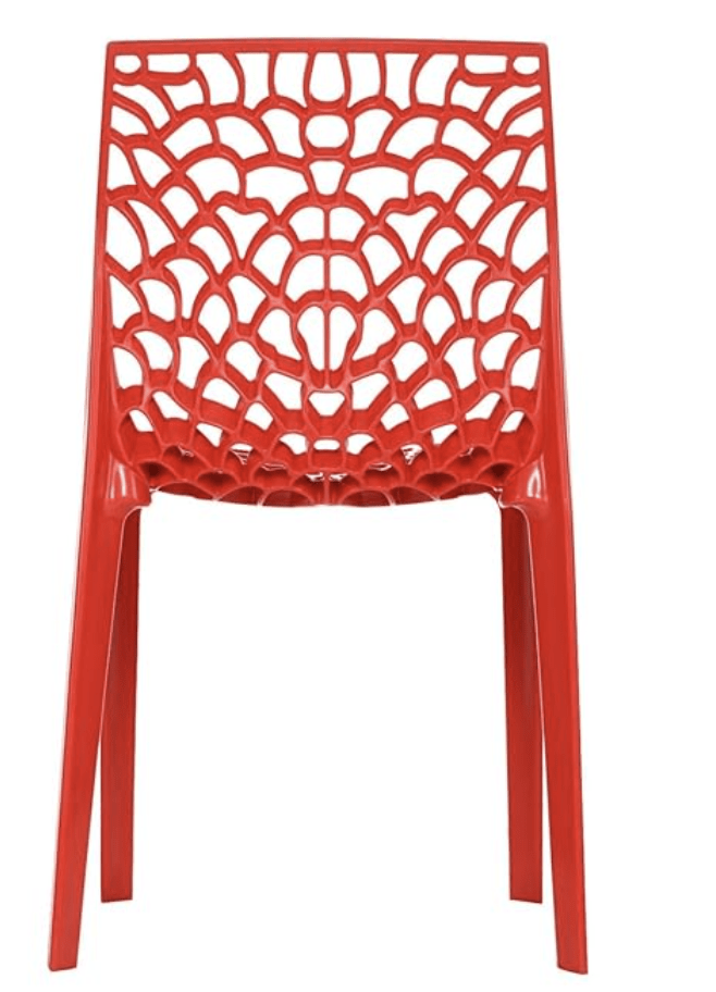 Supreme Web Armless Plastic Chair | Dining Chair for Home | Office | Cafe | Garden | Indoor&Outdoor Use | Colour: Coke Red; Set of 2