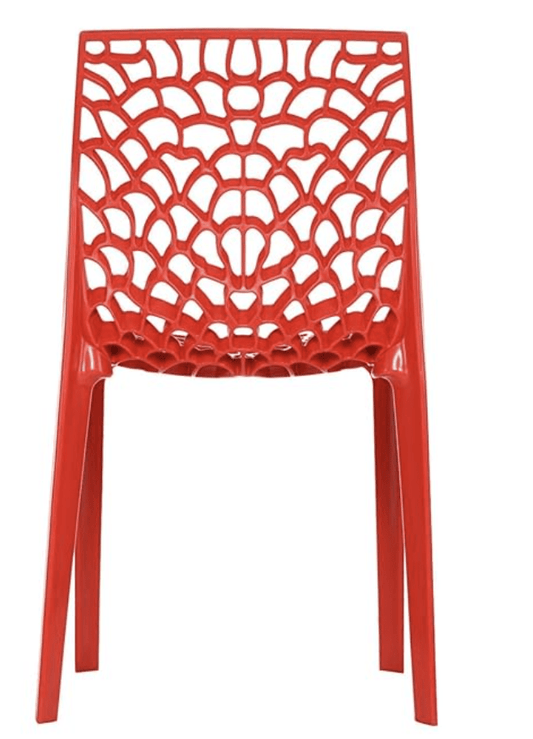 Supreme Web Armless Plastic Chair | Dining Chair for Home | Office | Cafe | Garden | Indoor&Outdoor Use | Colour: Coke Red; Set of 2