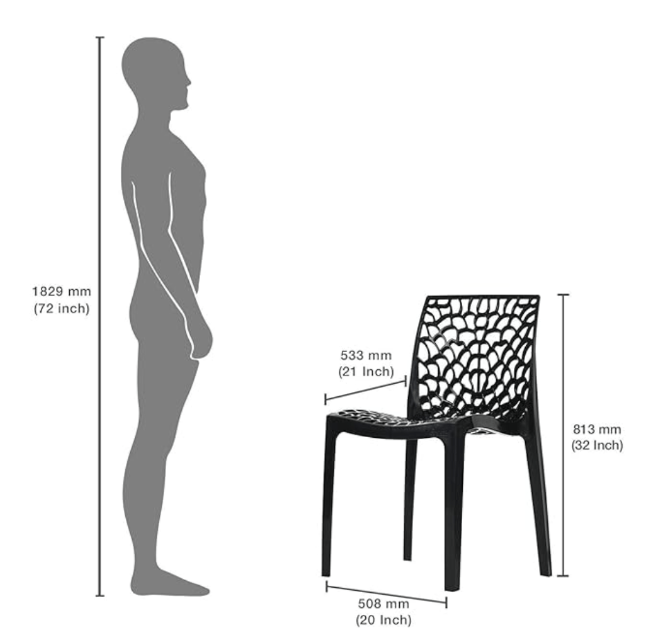 Supreme Web Plastic Dining Chair | Armless Plastic Chair for Home | Office | Cafe | Garden | Indoor&Outdoor Use | Armless Heavy Chair | Colour: Black, Set of 2