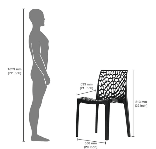 Supreme Web Plastic Dining Chair | Armless Plastic Chair for Home | Office | Cafe | Garden | Indoor&Outdoor Use | Armless Heavy Chair | Colour: Black, Set of 2