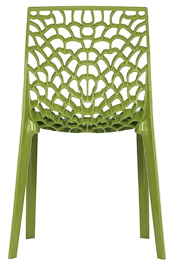 Supreme Web Armless Plastic Chair | Plastic Dining Chair for Home | Office | Cafe | Garden | Indoor&Outdoor Use | Web Chair Mehandi Green | Armless Heavy Chair Set of 2
