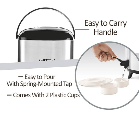 Milton Stellar 6 Thermosteel Water Jug, 5.7 Litres, Steelplain